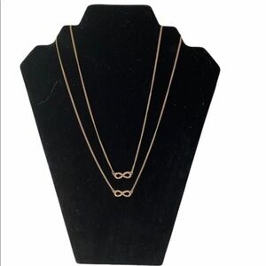 To‎ Infinity Two Layer Gold Tone Necklace With Rhinestones For Women
